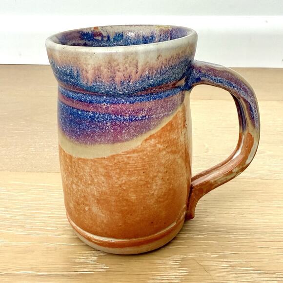 Unique Handmade Stoneware Mug Desert Sunset Glaze Tankard Style Cabin - Picture 1 of 6